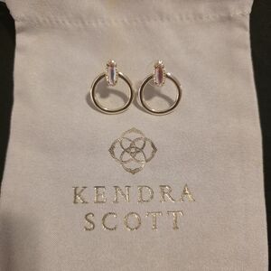 Kendra Scott Gold Earrings with Pink Accents